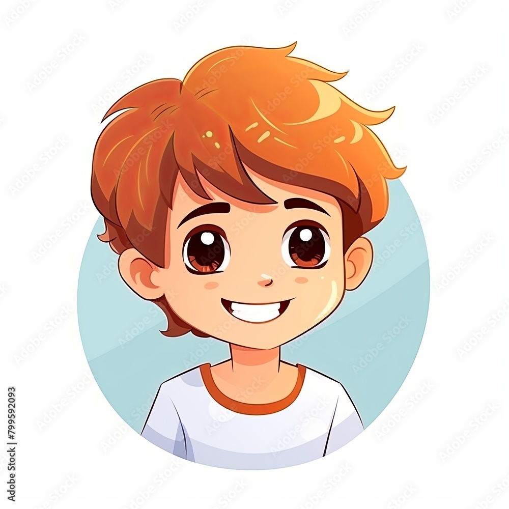 flat illustration of cute pleasant boy, friendly character, white background flat illustration of cute pleasant boy, friendly character, white background