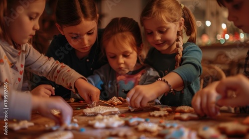 A group of kids gathered around a table eagerly decorating cookies as part of the pubs weekly family craft night.