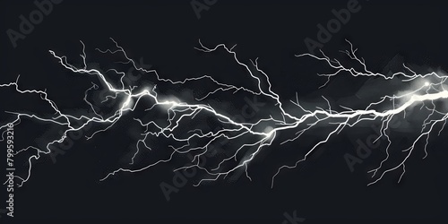 Vivid depiction of branching lightning - A powerful display of numerous lightning forks branching across a night sky, representing energy and natural phenomena