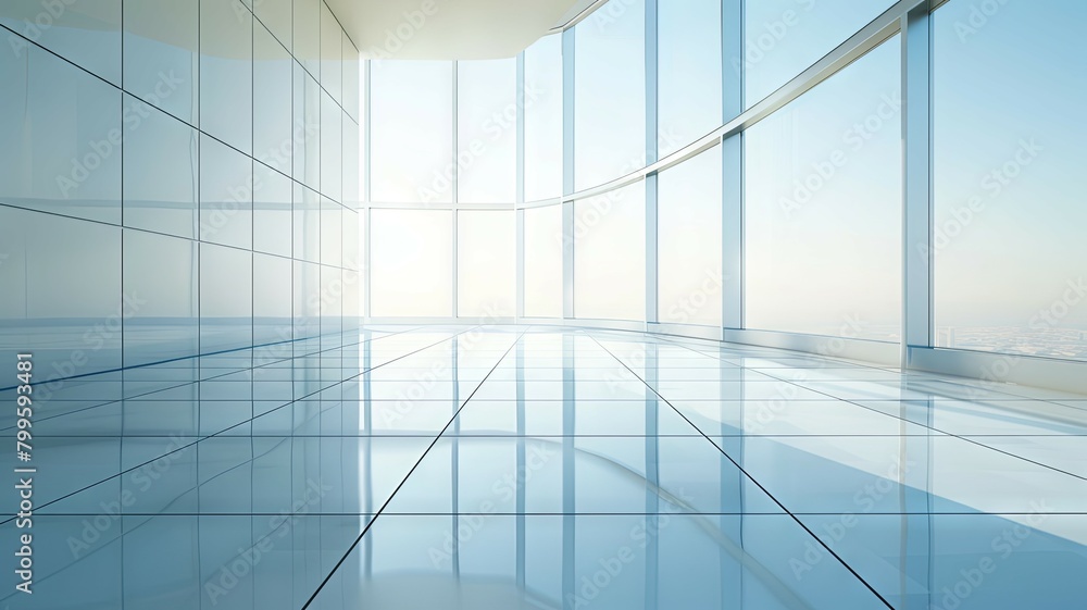 Modern interior with expansive glass walls - A spacious modern interior design featuring glass walls giving an unrestricted view and bright daylight Modern interior with expansive glass walls - A spacious modern interior design featuring glass walls giving an unrestricted view and bright daylight