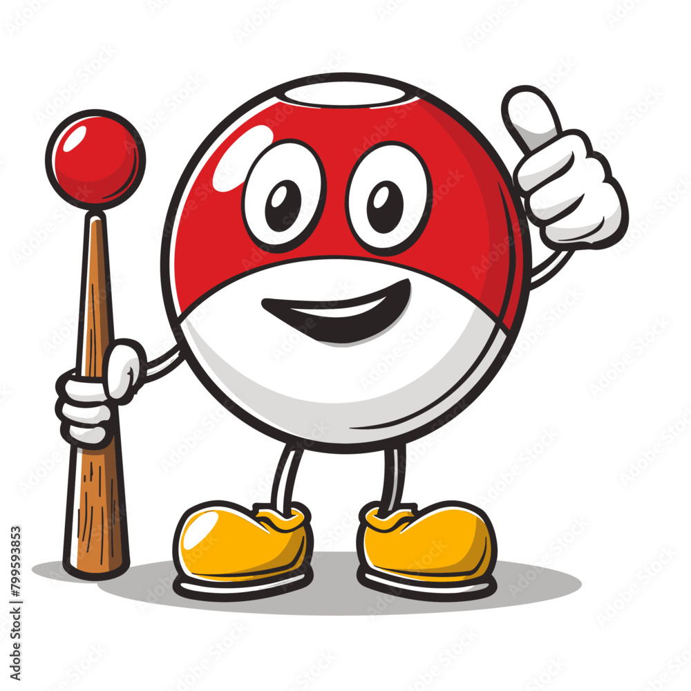 cartoon illustration of a billiard ball with a thumbs up gesture cartoon illustration of a billiard ball with a thumbs up gesture