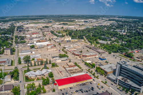 Aerial View of Steinbach, Canada which is the third largest Town in Manitoba