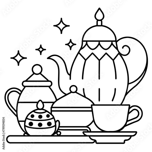 vintage-tea-party-modern-scene - Vector - Vector art - Vector illustration - Vector design - Latest Vector - Ultimate Vector - Premium Vector - Vector pro - Premium illustration