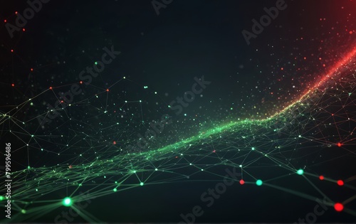 Dreamscape glowing gree and red data flow inter connected ness of digital networks bokeh background photo