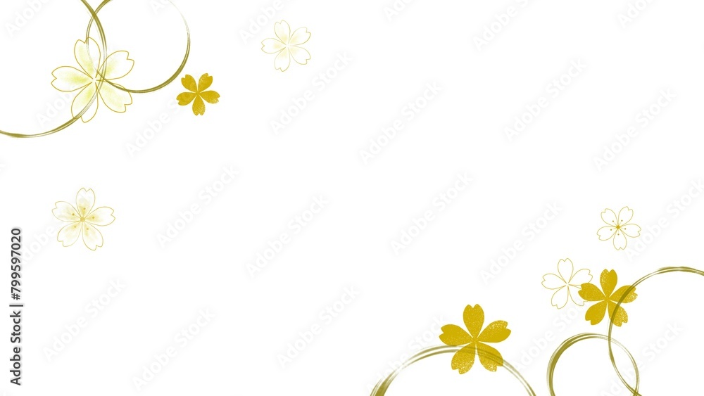 金色の桜の豪華な和風背景素材フレーム