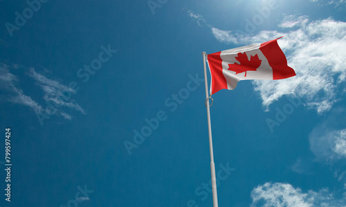 Canada flag copy space blue sky background wallpaper 1 first day date july month celebration festival national holiday maple event freedom independence happy canada country invitation anniversary art