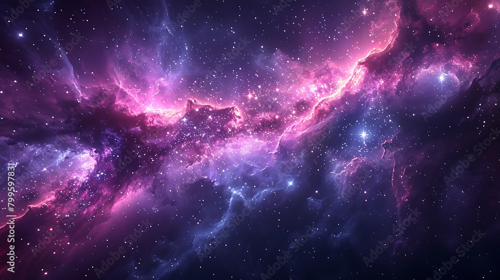 Fototapeta premium Dive into the depths of space with a dynamic abstract composition of black and dark purple diagonal layers, representing the dark void of the cosmos, sprinkled with stars and decorated