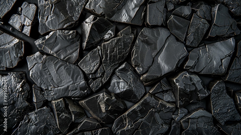 A close up of rough textured coal chunks