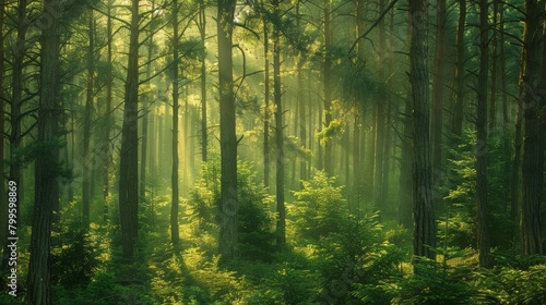 Sunlight filtering through dense forest canopy © 2rogan