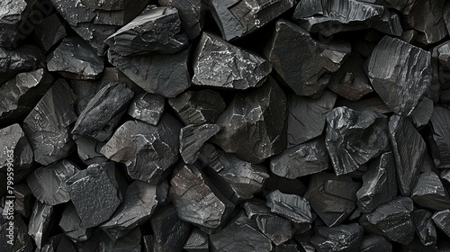 Black coal chunks heaped together a monochrome energy reserve photo