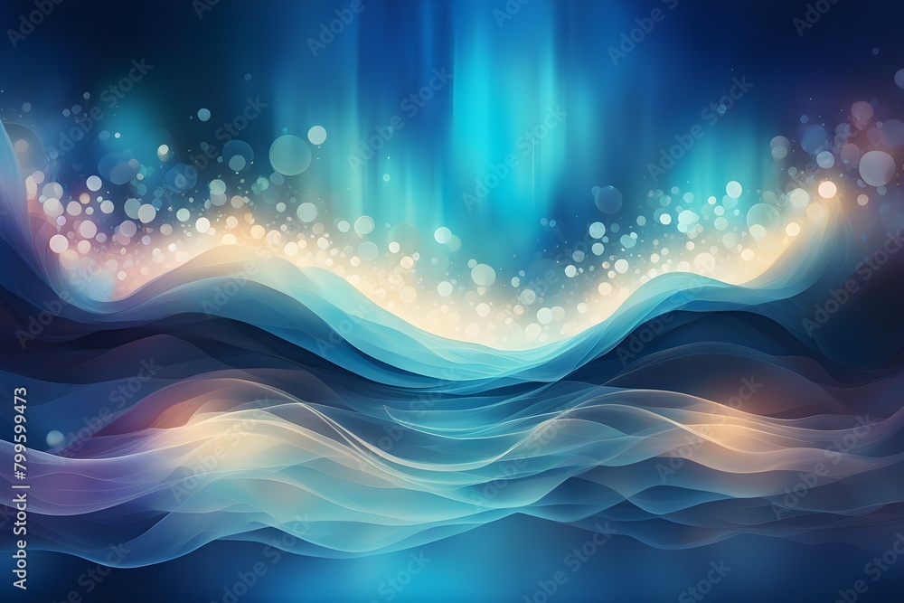 A blue ocean with a wave cresting in the distance A blue ocean with a wave cresting in the distance