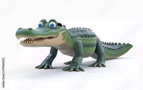Fantasy flat cartoon crocodile isolated on white 3d illustration © asabul
