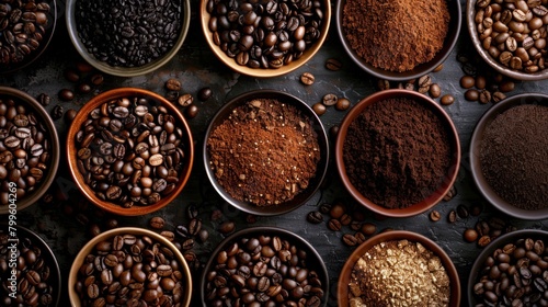 Aerial view of various coffee .Ai Generated
