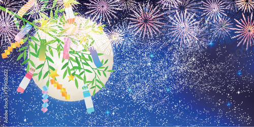 七夕　花火　飾り　夏　背景	