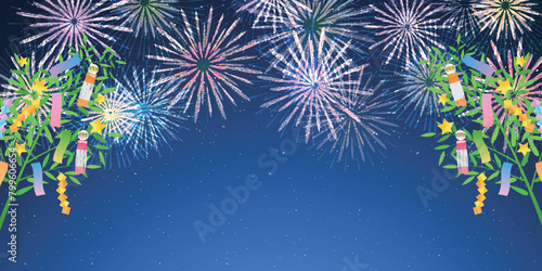 七夕　花火　飾り　夏　背景	