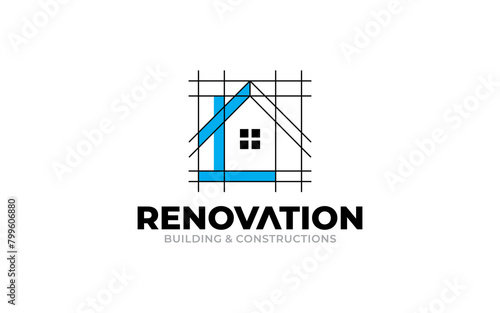 Illustration vector graphic of building renovation, construction, and home repair concept logo design template.