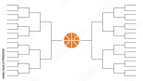 Basketball tournament bracket template on white background