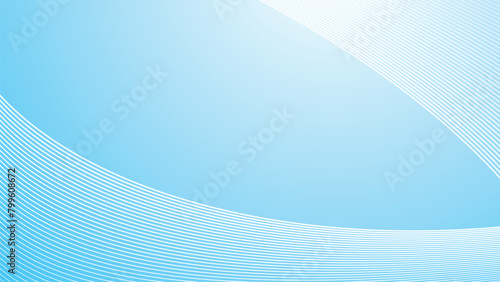 Blue oblique curved lines background vector image for backdrop or presentation