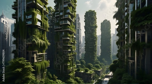 Splendid environmental awareness city with vertical .Generative AI