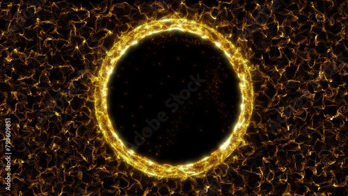 Animated backgrounds with an enchanting ring portal effect opening outward. Black background. Seamless loop. 4K. Perfect for presentation, wallpaper, template, or your creative project assets. photo