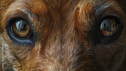 Capture the essence of a loyal pet companion in a frontal view portrait Show the bond between pet and owner through expressive eyes and detailed fur texture Use digital painting to