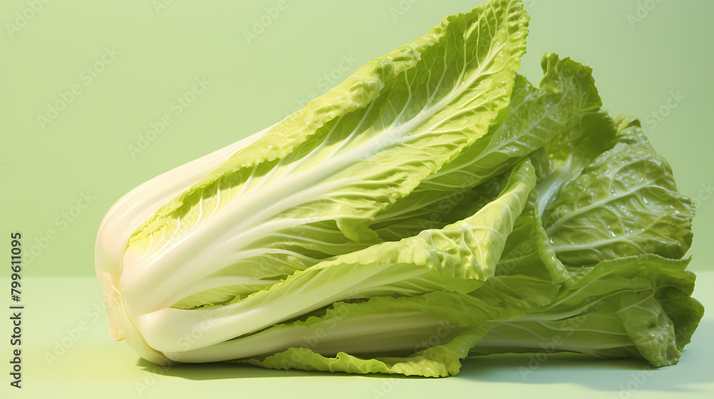 Chinese cabbage on light green background, close-up Chinese cabbage on light green background, close-up