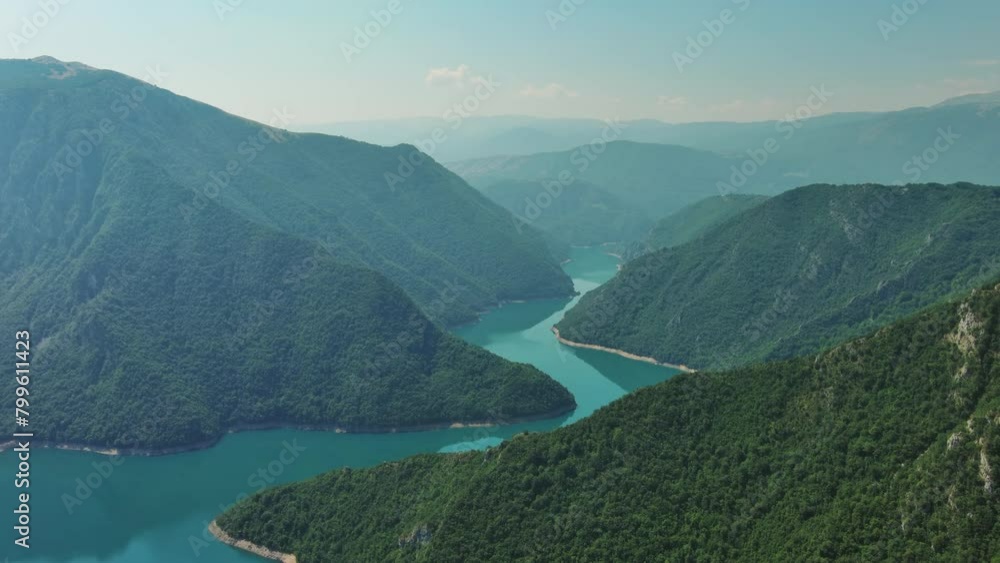 Aerial view of Beautiful Piva river canyon with reservoir Piva Lake (Pivsko Jezero) summer view in Montenegro. Nature travel background, 4k Aerial view of Beautiful Piva river canyon with reservoir Piva Lake (Pivsko Jezero) summer view in Montenegro. Nature travel background, 4k