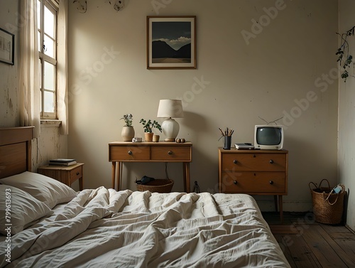 3D rendering  Luxurious Bedroom Retreat  Elegant Furniture and Designer Lamp