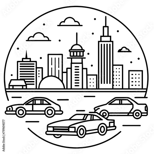 car and city retro futuristic colony design illustration of a city Latest and Premium Vector Design and illustration