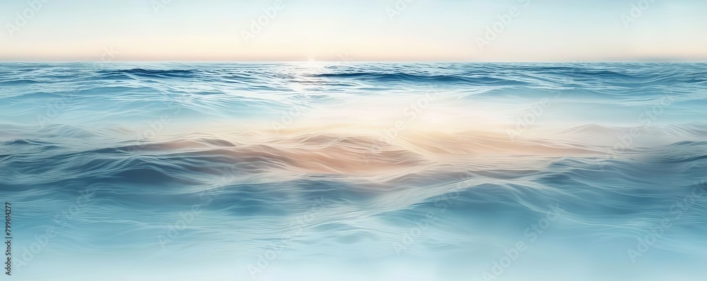Obraz premium Tranquil gradient of ocean blues, seamlessly blending into a sandy beige with a glossy, luxurious finish