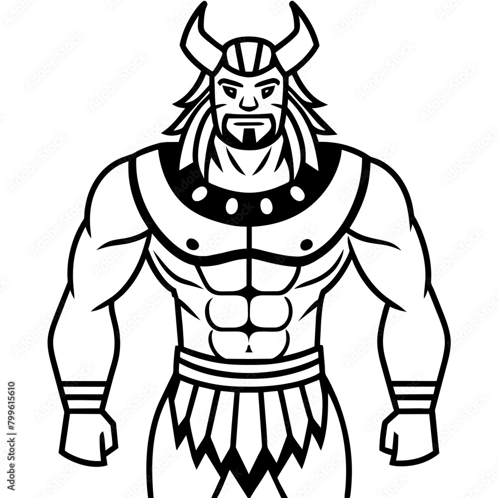 Fototapeta premium Ancient illustration of a tribal beast warrior Vector Design and illustration