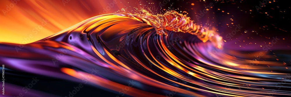 seamless moving wave motion graphic loop mkv file, in the style of light painting, light black, blue,  pink, purple and blue, vray tracing, selective focus background aspect ratio 3:1