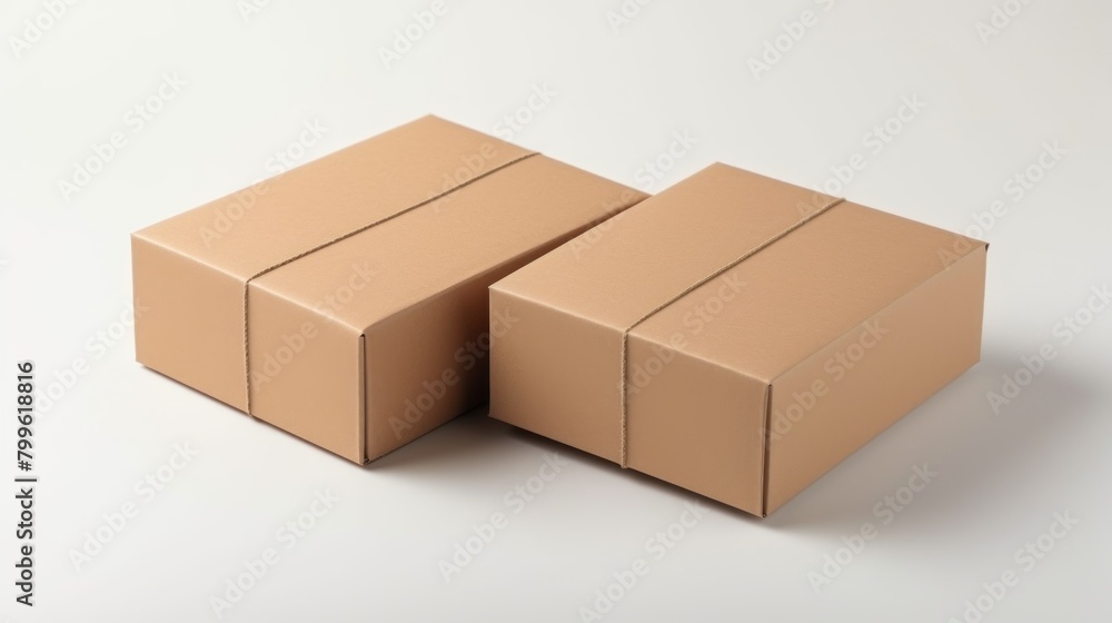 Two cardboard boxes are sitting on a white background.