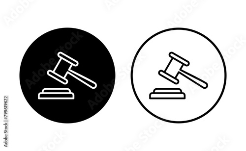 Gavel icon set. judge gavel icon vector. law icon vector. auction hammer