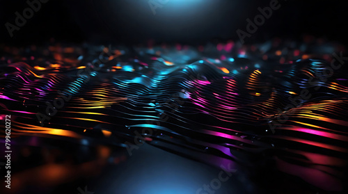 Abstract digital background with laser cut lights on a black background. futuristic look.
