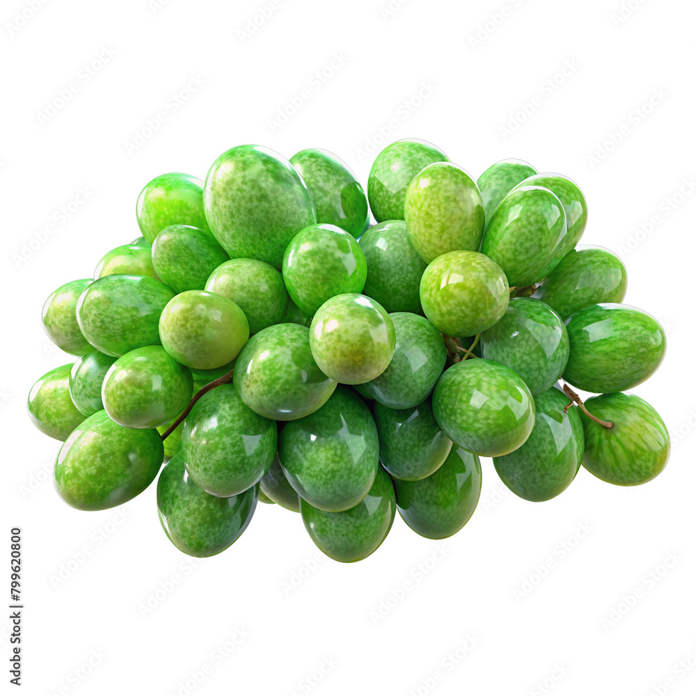 green grapes with leaves on a transparent background Generative AI