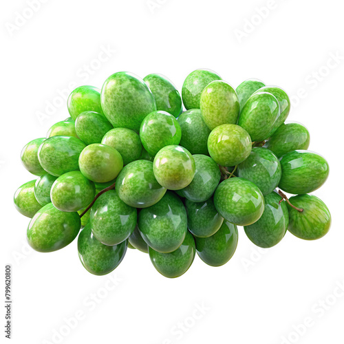 green grapes with leaves on a transparent background Generative AI © Thararat