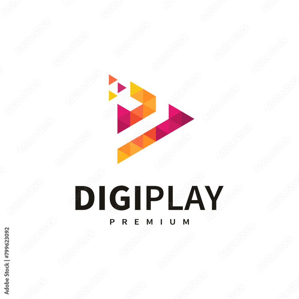 Digital play logo design with triangle pixel illustration 3 Digital play logo design with triangle pixel illustration 3