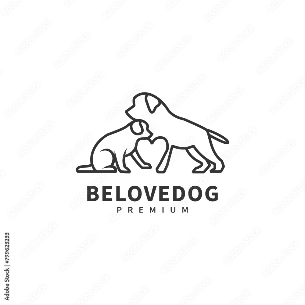 monoline dog vector logo design for dogs lovers