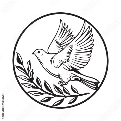 Rest Peace Dove logo  Images. dove of peace on white background photo