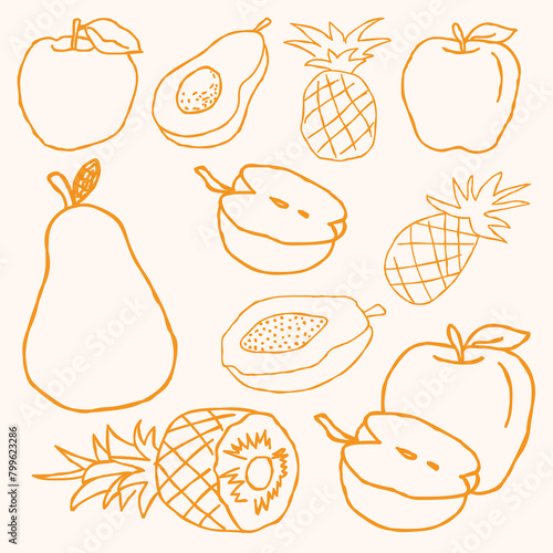 Set of Pinapple and Aple Collection.eps