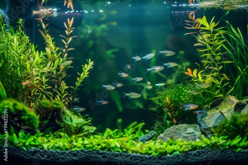 Freshwater planted aquarium  aquascape  with live plants