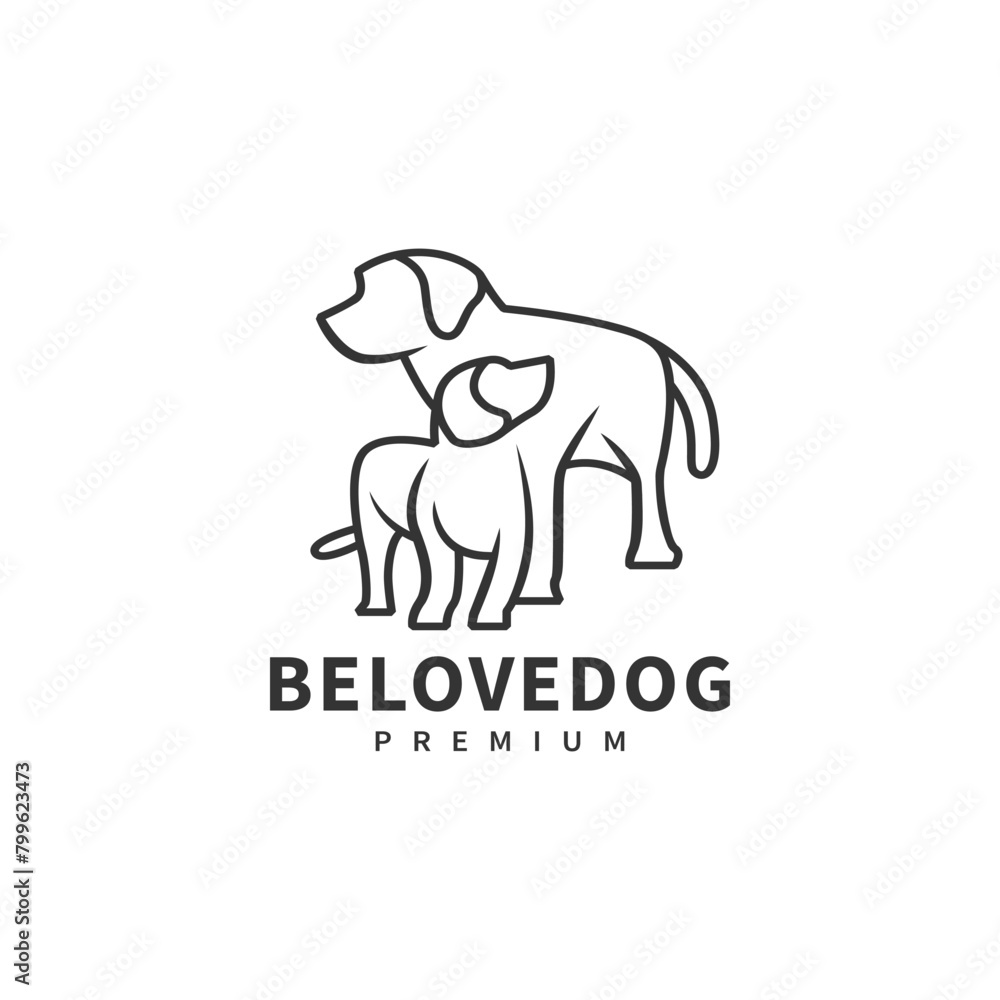 monoline dog vector logo design for dogs lovers 3