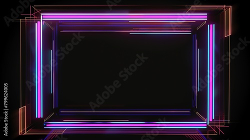 neon frame on black background, retro futurism aspect ratio 16:9