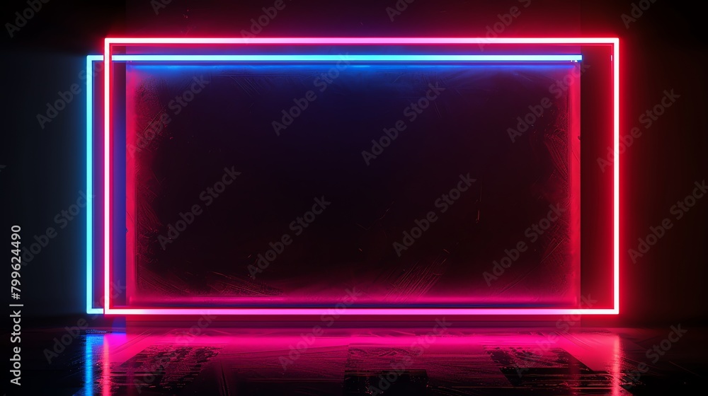 neon frame on black background, retro futurism aspect ratio 16:9 neon frame on black background, retro futurism aspect ratio 16:9