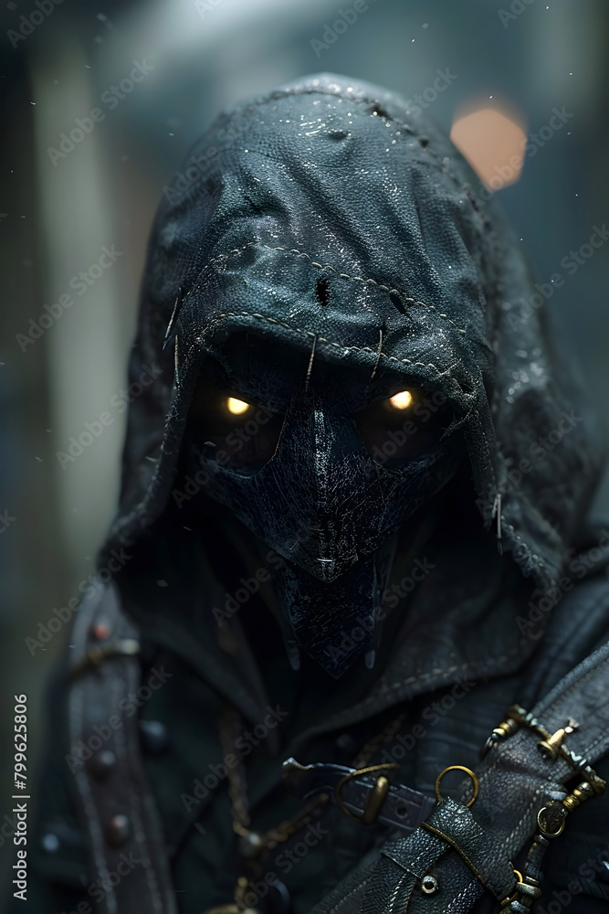 Enigmatic Cloaked Marauder Prowls the Shadows in Eerie Dusk Landscape Enigmatic Cloaked Marauder Prowls the Shadows in Eerie Dusk Landscape