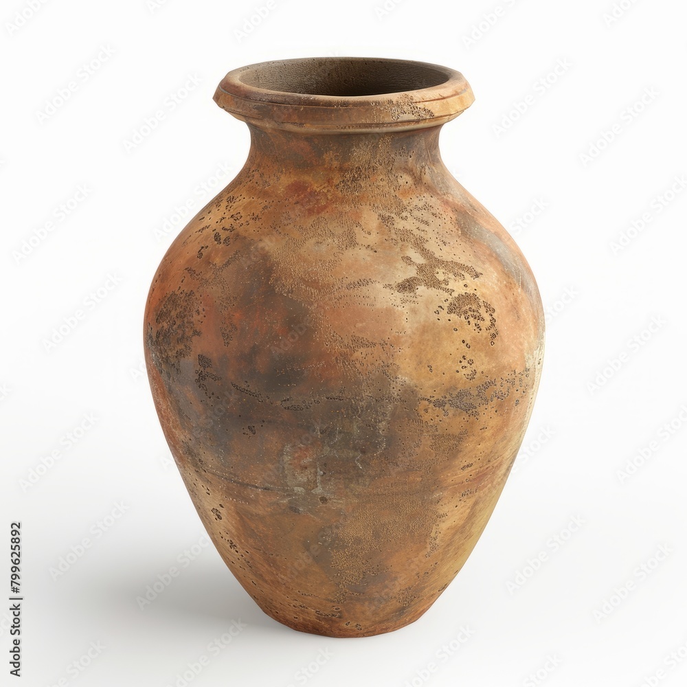 3D Render of a rustic clay vase with a rough-hewn appearance and earthy tones, on isolated white background, Generative AI 3D Render of a rustic clay vase with a rough-hewn appearance and earthy tones, on isolated white background, Generative AI