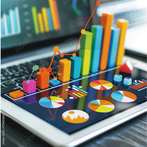 business graph on tablet computer