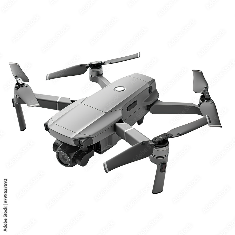 3D product mock-up of a sleek drone camera isolated on a white background PNG 3D product mock-up of a sleek drone camera isolated on a white background PNG