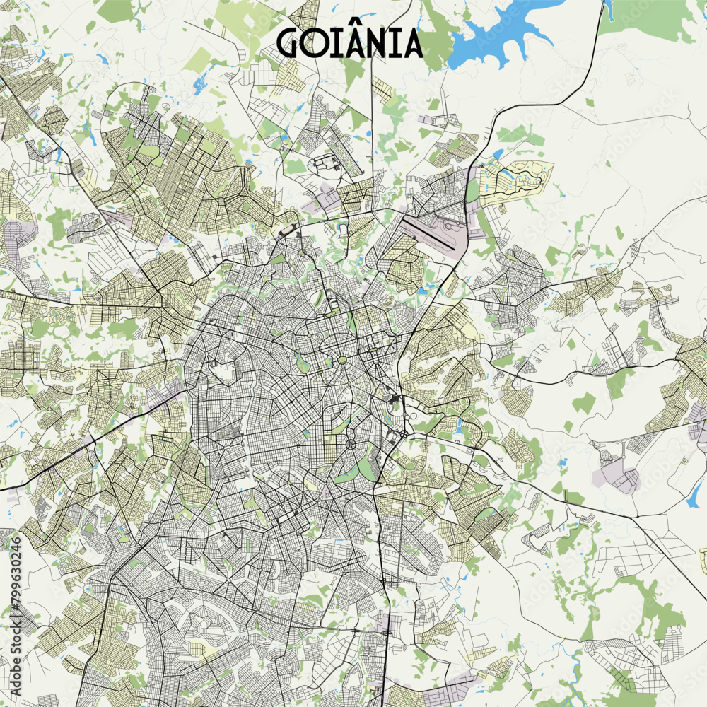 Goiânia, Brazil  map poster art